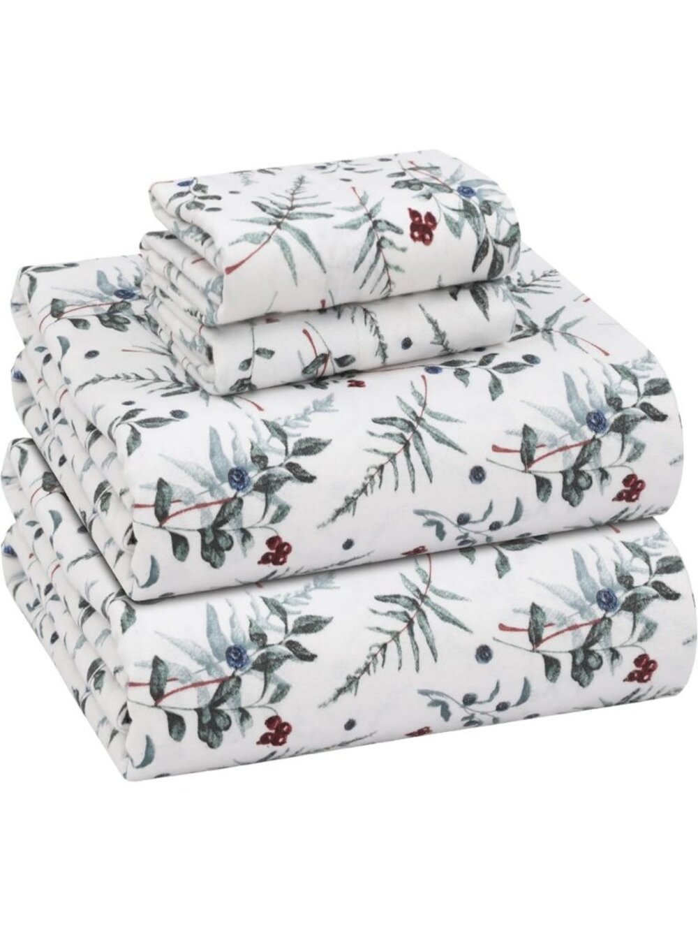Cozy 100% Cotton Flannel Queen Sheets Set, 4-Piece Holiday Bedding, Christmas